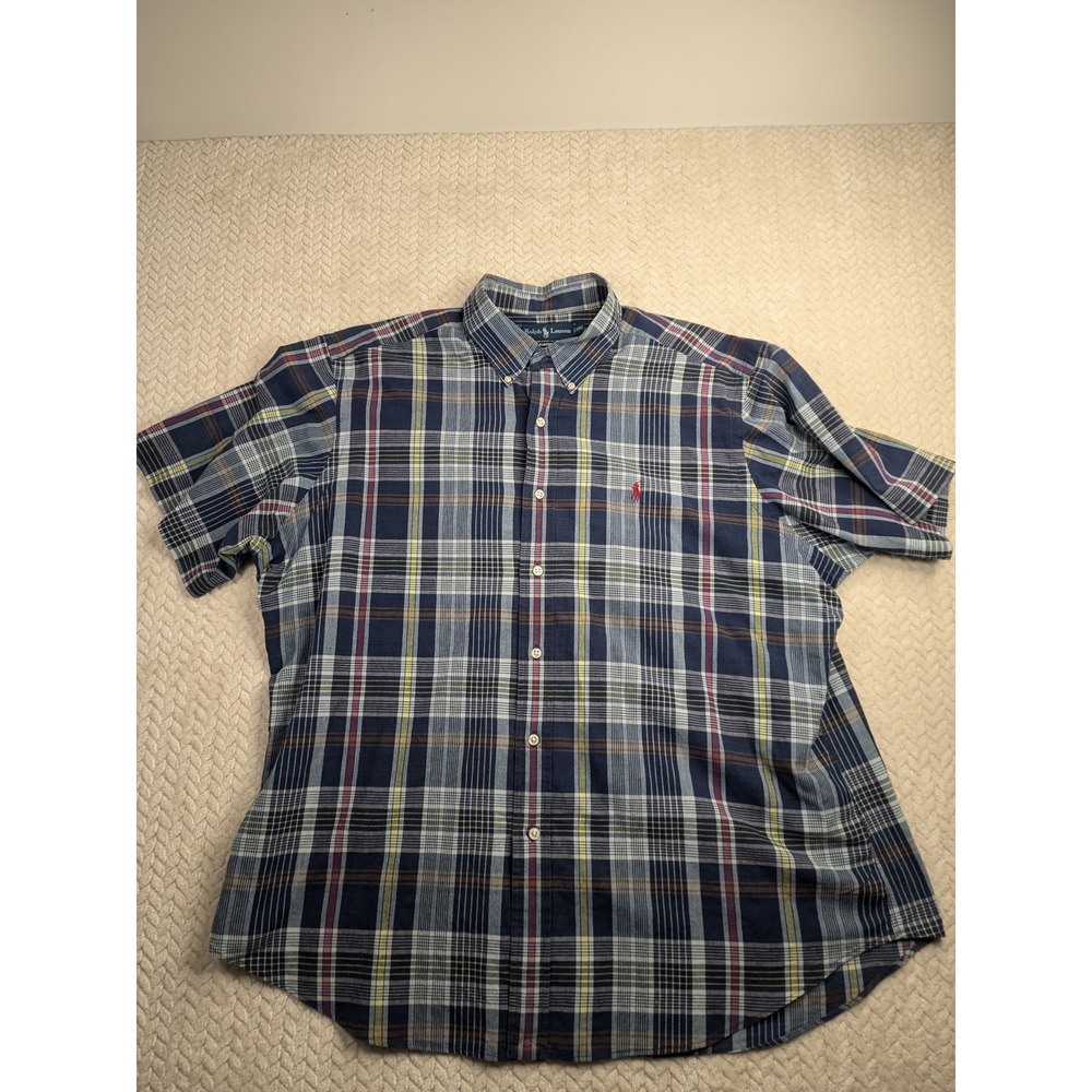 Ralph Lauren XXL Classic Fit Plaid Short Sleeve Button Down Shirt Mens - Picture 3 of 7